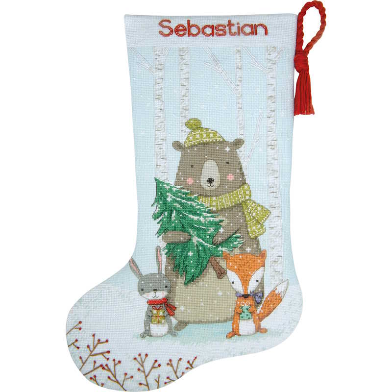 Woodland Animals Christmas Stocking Cross Stitch Kit by Dimensions