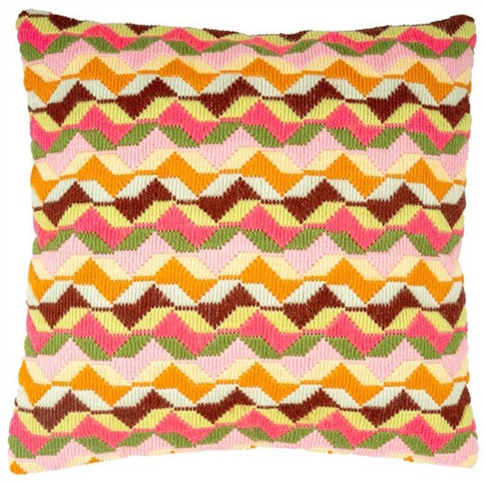 Retro Waves Long Stitch Cushion Kit By Vervaco