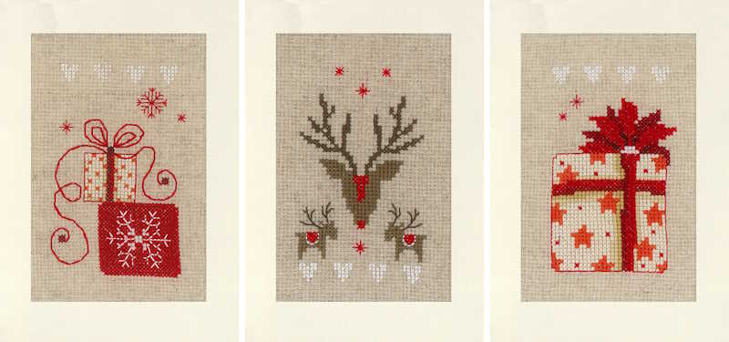 Christmas Motifs Cross Stitch Christmas Card Kit By Vervaco