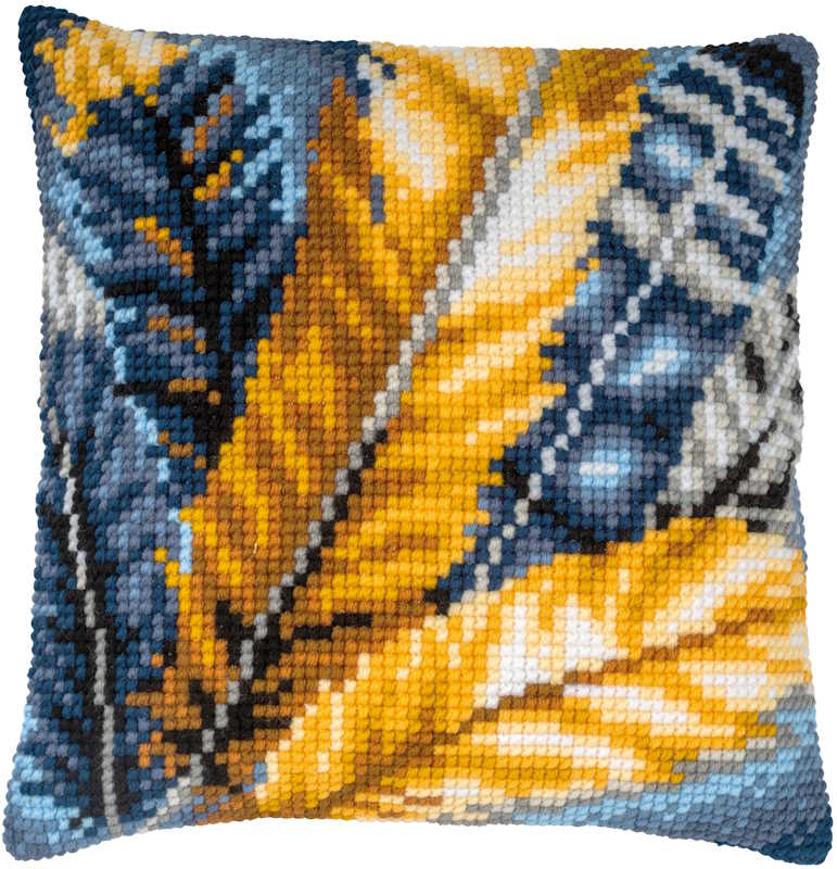 Feathers Printed Cross Stitch Cushion Kit by Vervaco