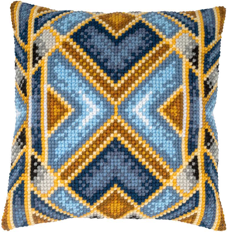 Geometric Printed Cross Stitch Cushion Kit by Vervaco