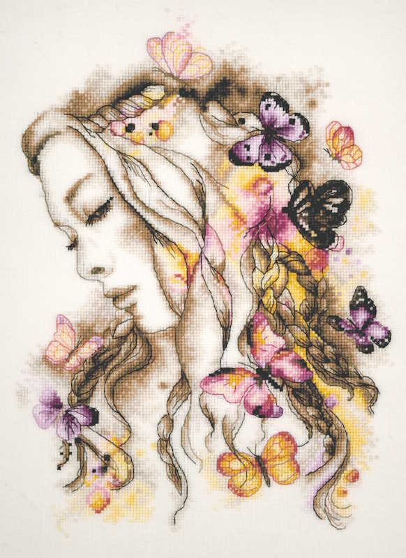 Madame Butterfly Cross Stitch Kit By Lanarte