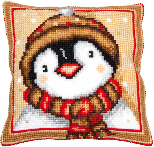 Penguin Cross Stitch Cushion Kit by Vervaco