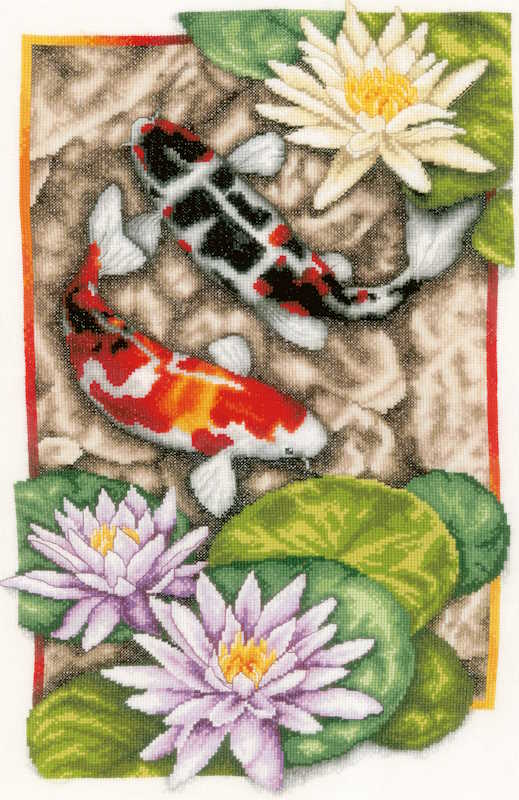 Dance of the Koi Cross Stitch Kit By Lanarte