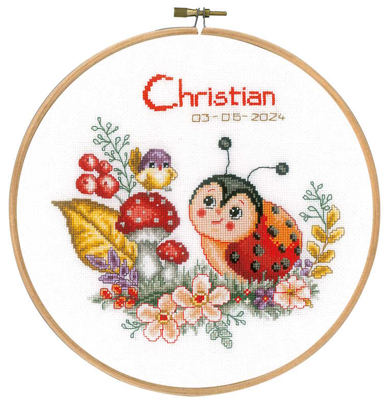 Ladybug Birth Sampler Cross Stitch Kit By Vervaco