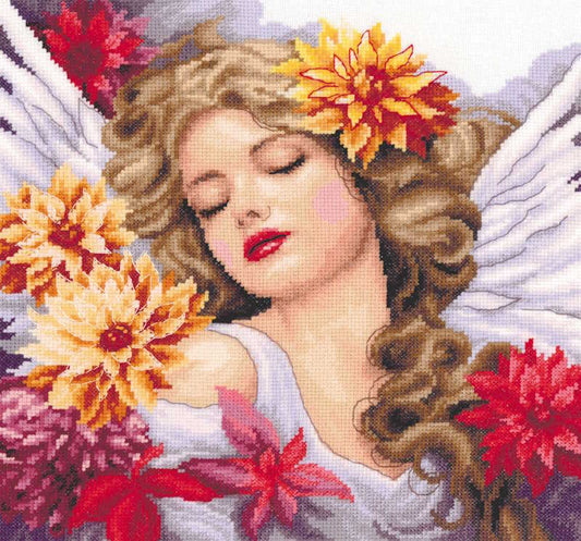 Heaven's Dahlia Cross Stitch Kit By Lanarte