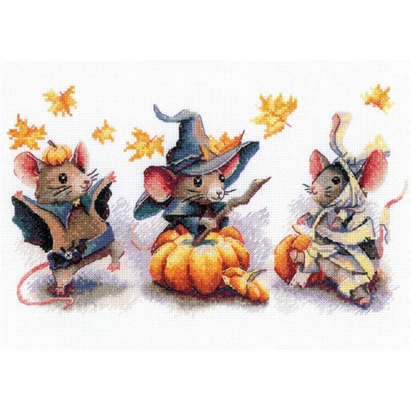 Spooky Mouse Trio Cross Stitch Kit By RIOLIS