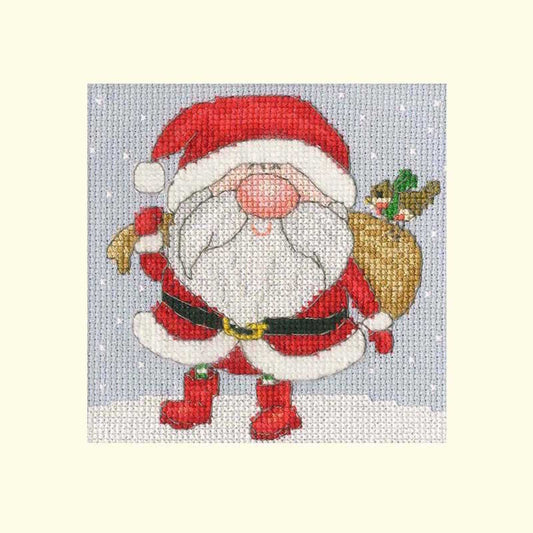 Jolly Santa Cross Stitch Christmas Card Kit by Bothy Threads