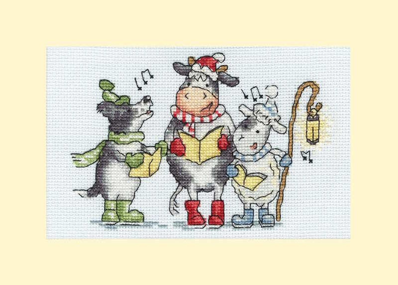 Woof, Moo, Baa Cross Stitch Christmas Card Kit by Bothy Threads