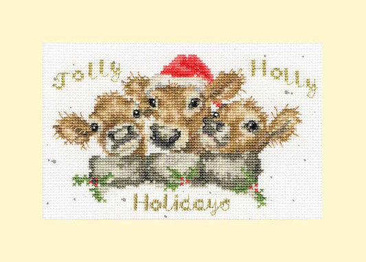 Jolly Holly Cross Stitch Christmas Card Kit by Bothy Threads