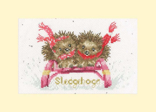 Sledgehogs Cross Stitch Christmas Card Kit by Bothy Threads