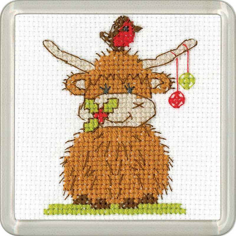 Highland Baubles Cross Stitch Coaster Kit by Heritage Crafts