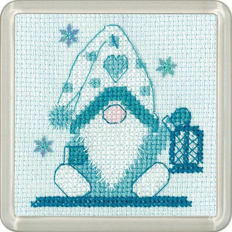 Frosted Gonk Lantern Cross Stitch Coaster Kit by Heritage Crafts