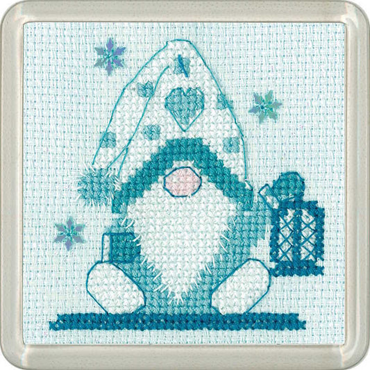 Frosted Gonk Lantern Cross Stitch Coaster Kit by Heritage Crafts