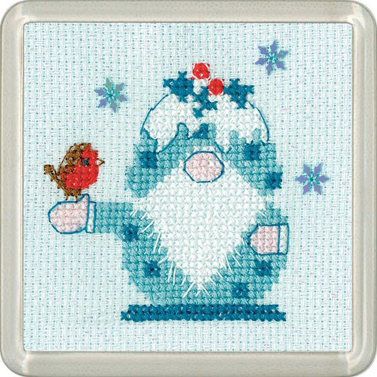 Frosted Christmas Pudding Cross Stitch Coaster Kit by Heritage Crafts