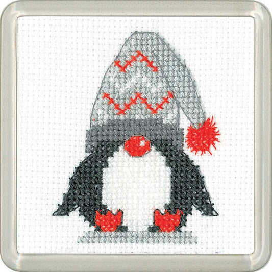 Penguin Woolly Hat Cross Stitch Coaster Kit by Heritage Crafts