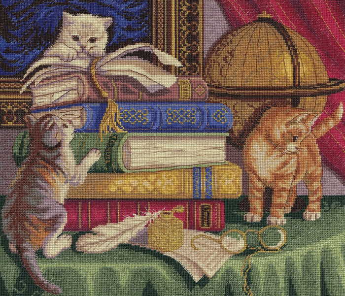 Kittens with Books Cross Stitch Kit by PANNA