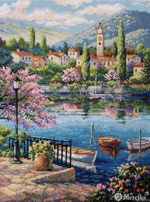 Village Lake Afternoon Cross Stitch Kit by Merejka