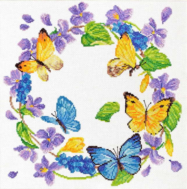 Summer Wreath Printed Cross Stitch Kit by Needleart World