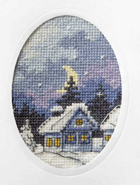 Twilight Cottage Printed Cross Stitch Christmas Card Kit By Orchidea The Happy Cross Stitcher