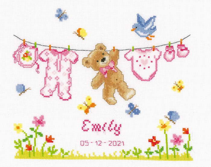 Bear Birth Sampler Cross Stitch Kit By Vervaco