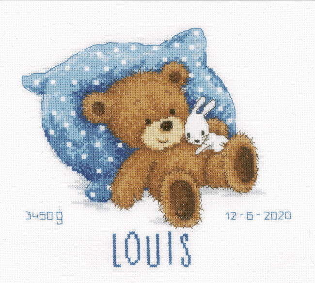 Sweet Bear Birth Sampler Cross Stitch Kit By Vervaco