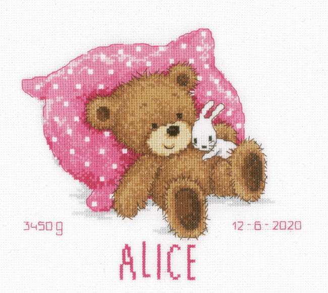 Sweet Bear Birth Sampler Cross Stitch Kit By Vervaco