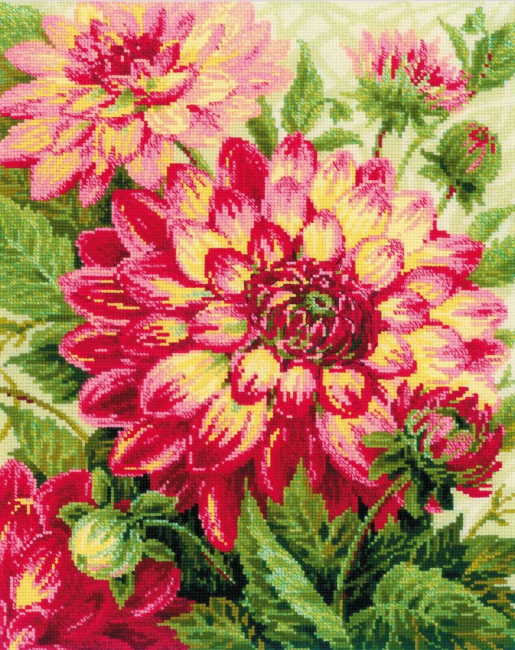 Dahlias Cross Stitch Kit By RIOLIS