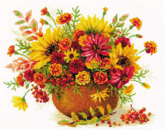 Autumn Flowers Cross Stitch Kit By RIOLIS