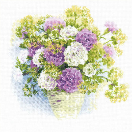 Watercolour Carnations Cross Stitch Kit By RIOLIS